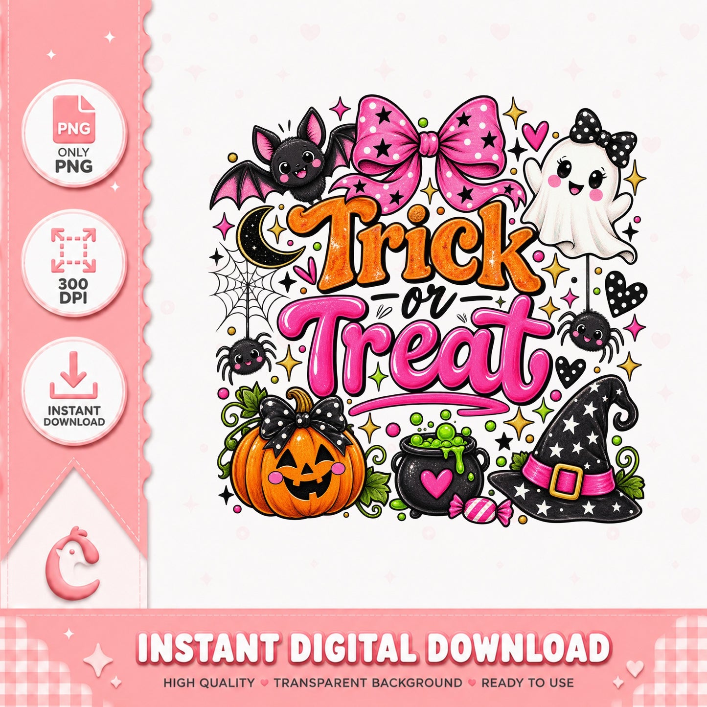 Trick Or Treat Halloween Clipart, Cute Spooky Design, PNG