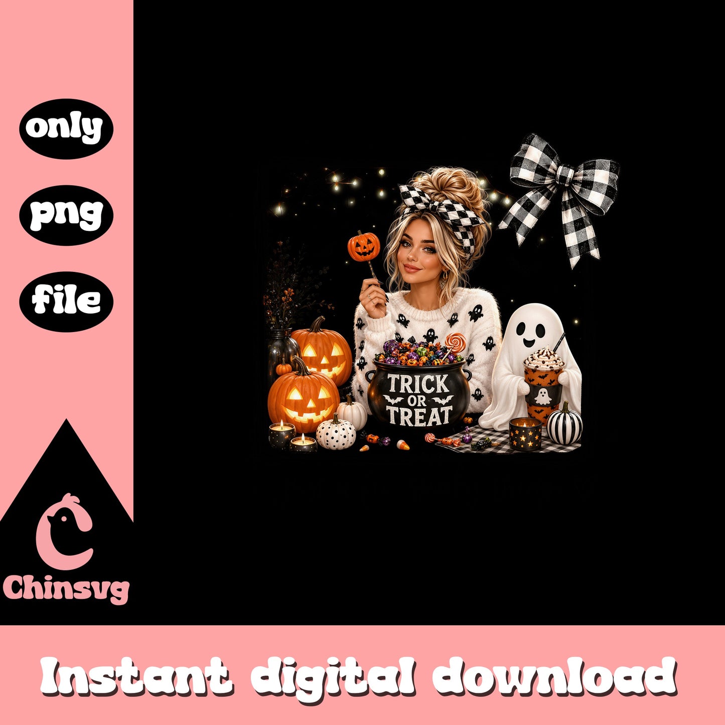 Trick Or Treat Halloween Girl PNG, Spooky Witch PNG, Halloween PNG