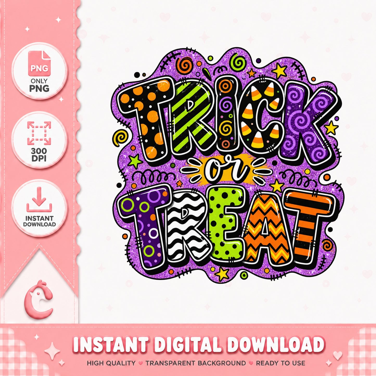 Trick Or Treat Halloween PNG, Candy Corn Sublimation, PNG