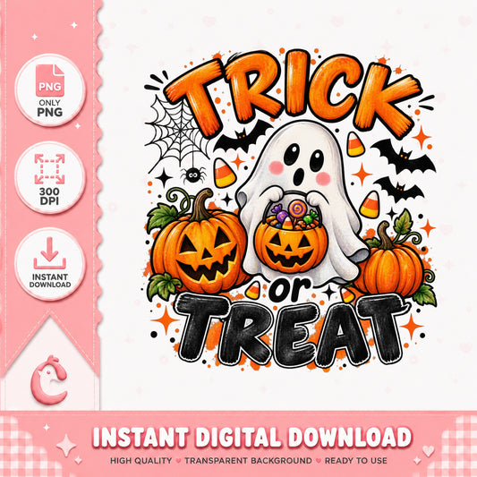 Trick Or Treat Halloween PNG, Cute Ghost Pumpkin, Halloween PNG