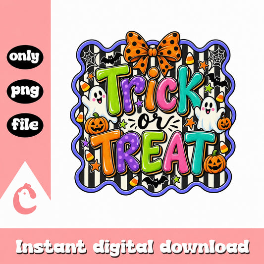 Trick Or Treat Halloween PNG, Ghost Pumpkin Clipart, PNG File
