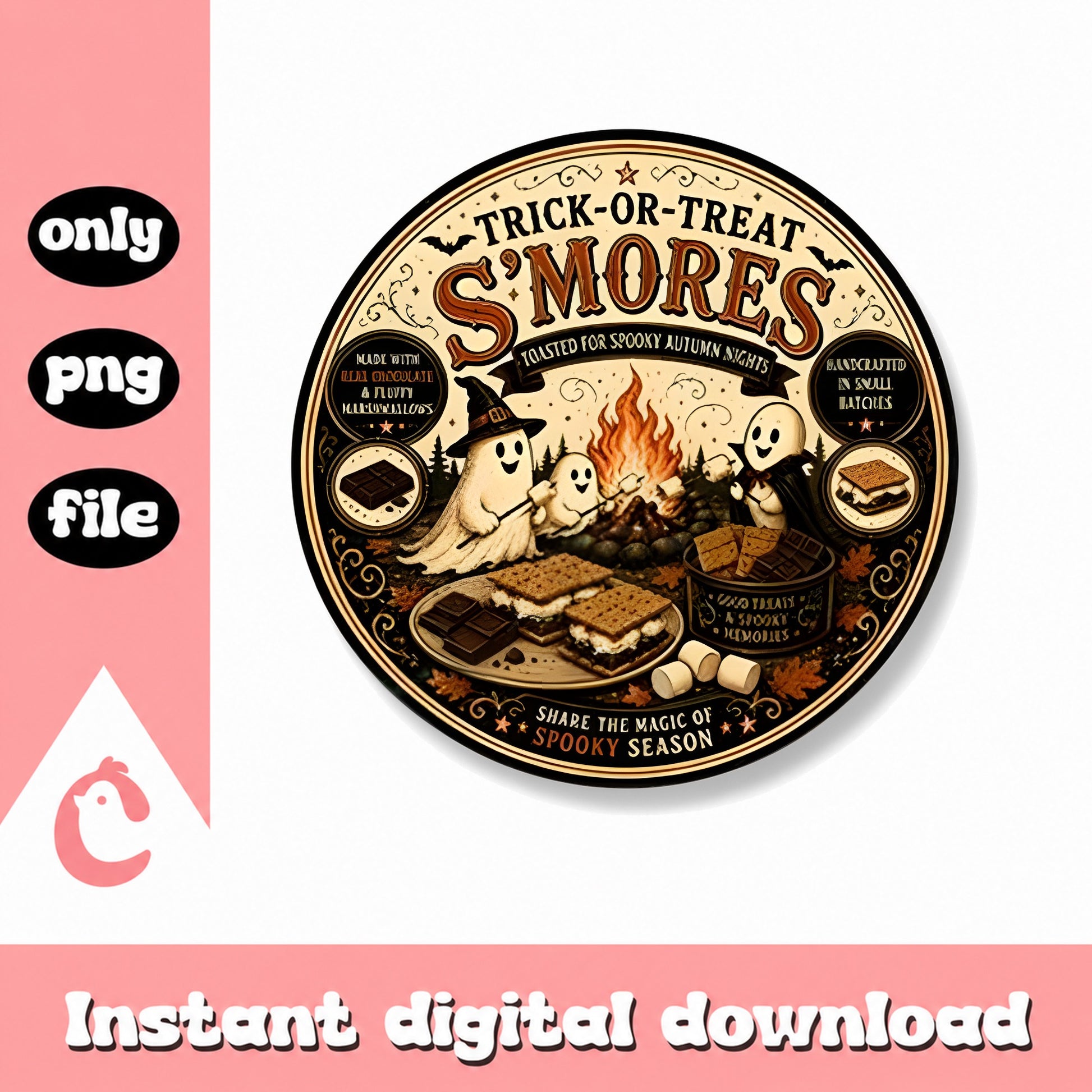 Trick Or Treat Smores Halloween PNG, Ghost Campfire PNG, Fall PNG