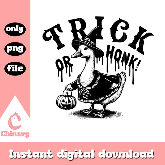 Trick or honk goose witch costume png, the goose png
