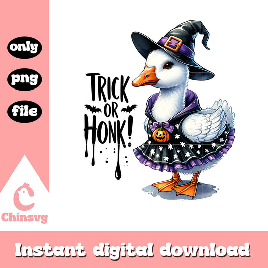 Trick or honk halloween goose png, halloween witch png