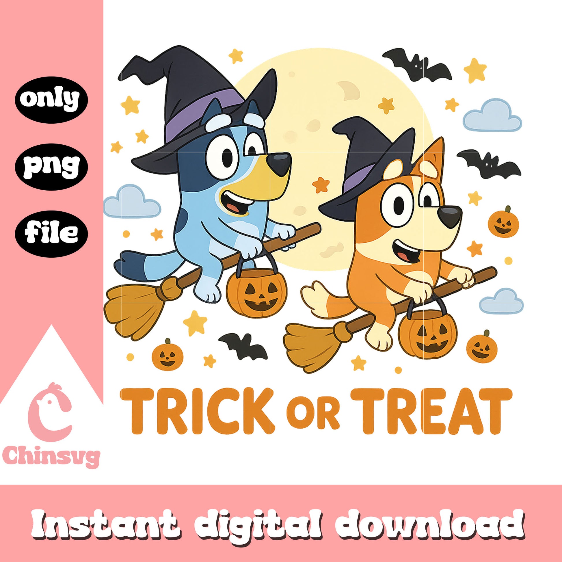 Trick or treat bluey characters halloween png, halloween holiday png