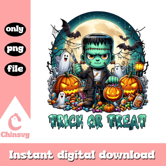 Trick or treat frankenstein chibi png, frankenstein chibi png