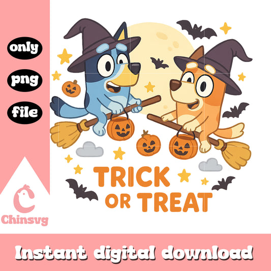 Trick or treat halloween design png, bluey movie png