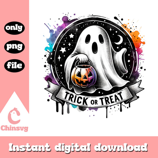 Trick or treat halloween ghost png, trick or treat png