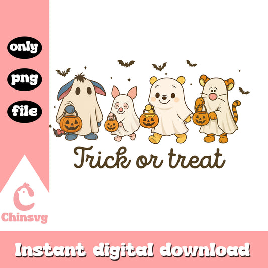 Trick or treat winnie the pooh design png, halloween holiday png