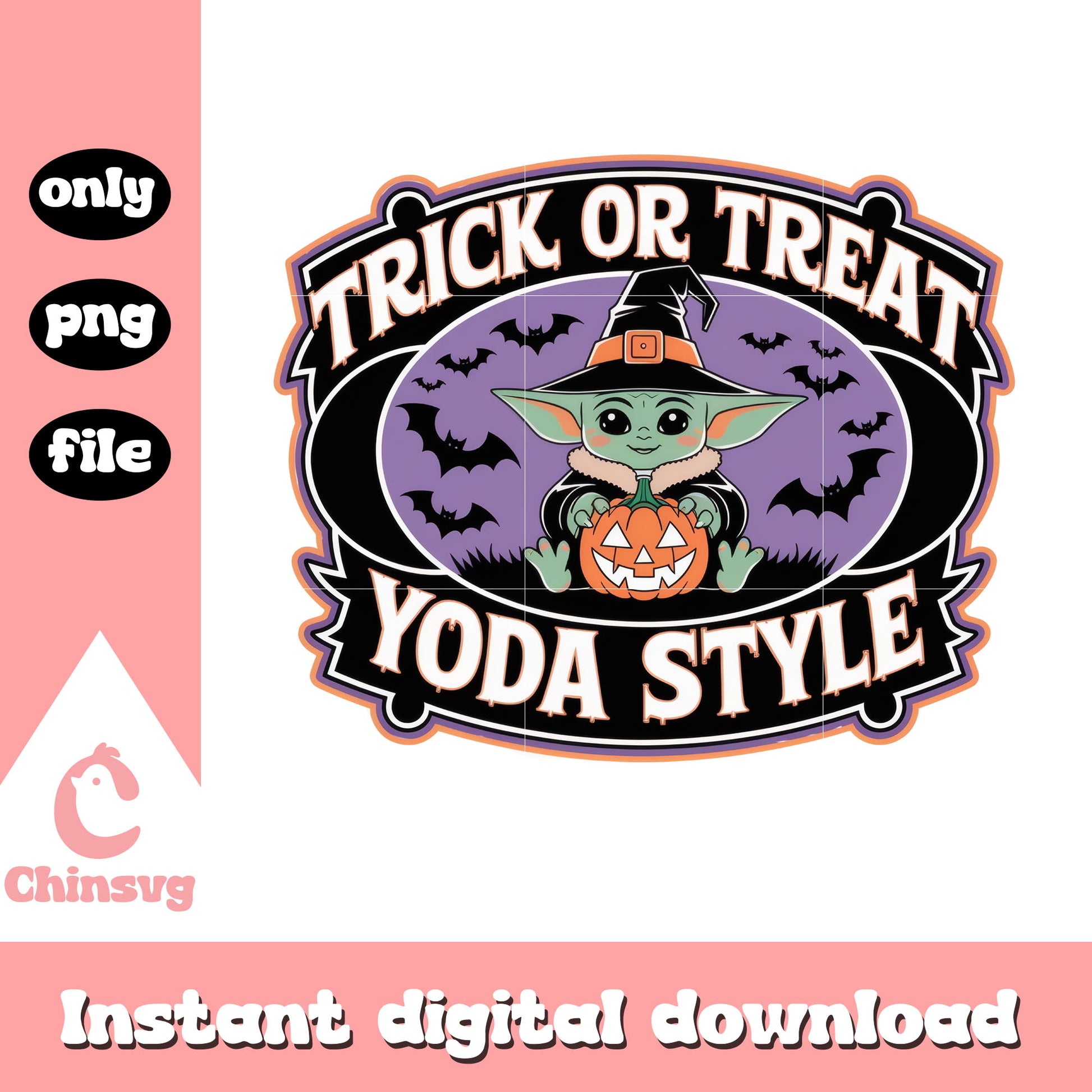 Trick or treat yoda style halloween png, yoda halloween png