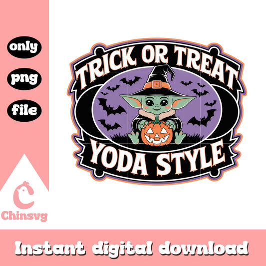 Trick or treat yoda style halloween png, yoda halloween png
