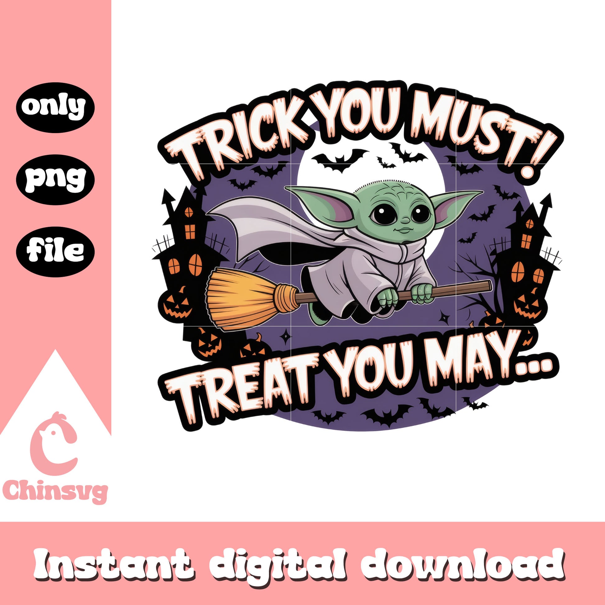 Trick you must treat you may yoda design png, yoda character png
