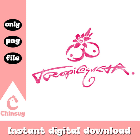 Tropicoqueta pink logo design png, tropicoqueta png, karol g png