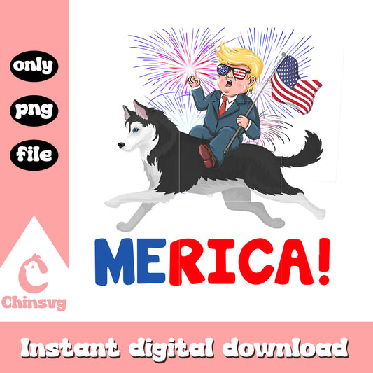 Trump Merica Riding a Saint bernard Dog png, trump and dog america png