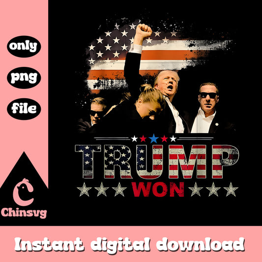 Trump won with america design png, trump 2024 flag​ png