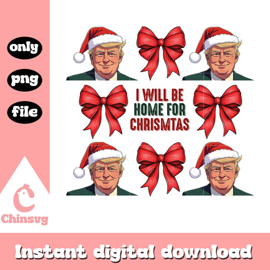 Trump bow tie i will be home for christmas png, tie christmas bow​ png