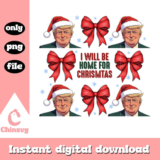 Trump bow tie i will be home for christmas snow png, christmas bow tie​ png