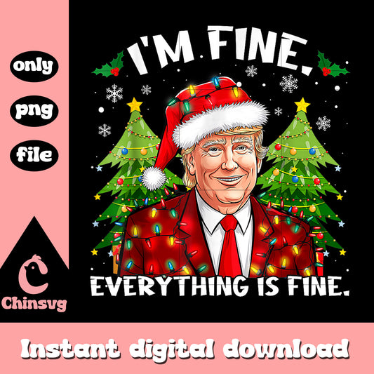 Trump i'm fine everything is fine christmas png, christmas lights png