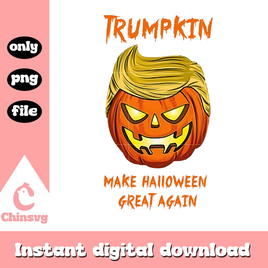 Trumpkin make halloween great again design png, trump png