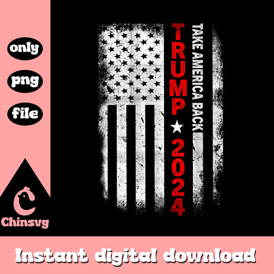 Trumpo 2024 take america back png, usa black flag retro png