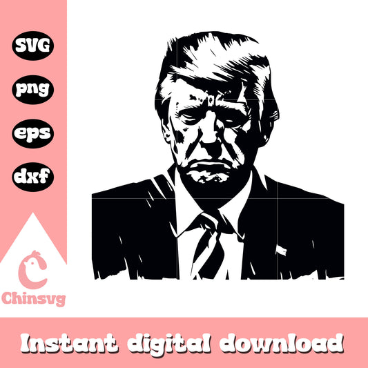 Trump portrait black white design svg, president donald trump​ svg