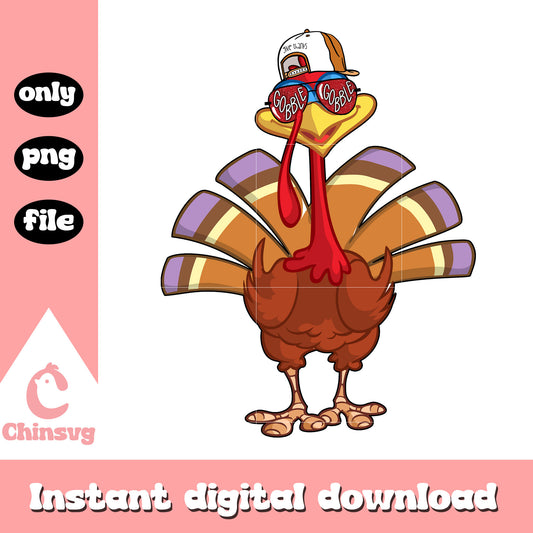 Tukey boy wearing sunglasses design png, thanksgiving clipart png