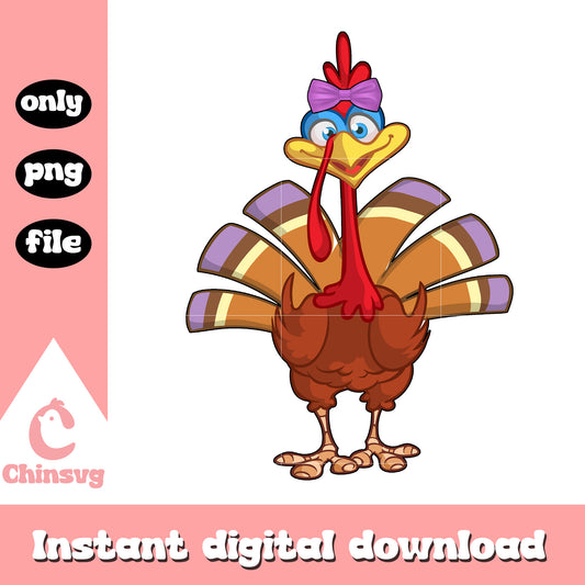 Tukey girl with bow design png, clipart thanksgiving png