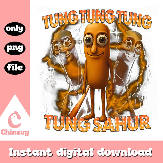 Tung tung tung sahur lightning design png, meme trending​ png