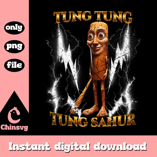 Tung tung tung sahur lightning design png, trending tiktok memes​ png