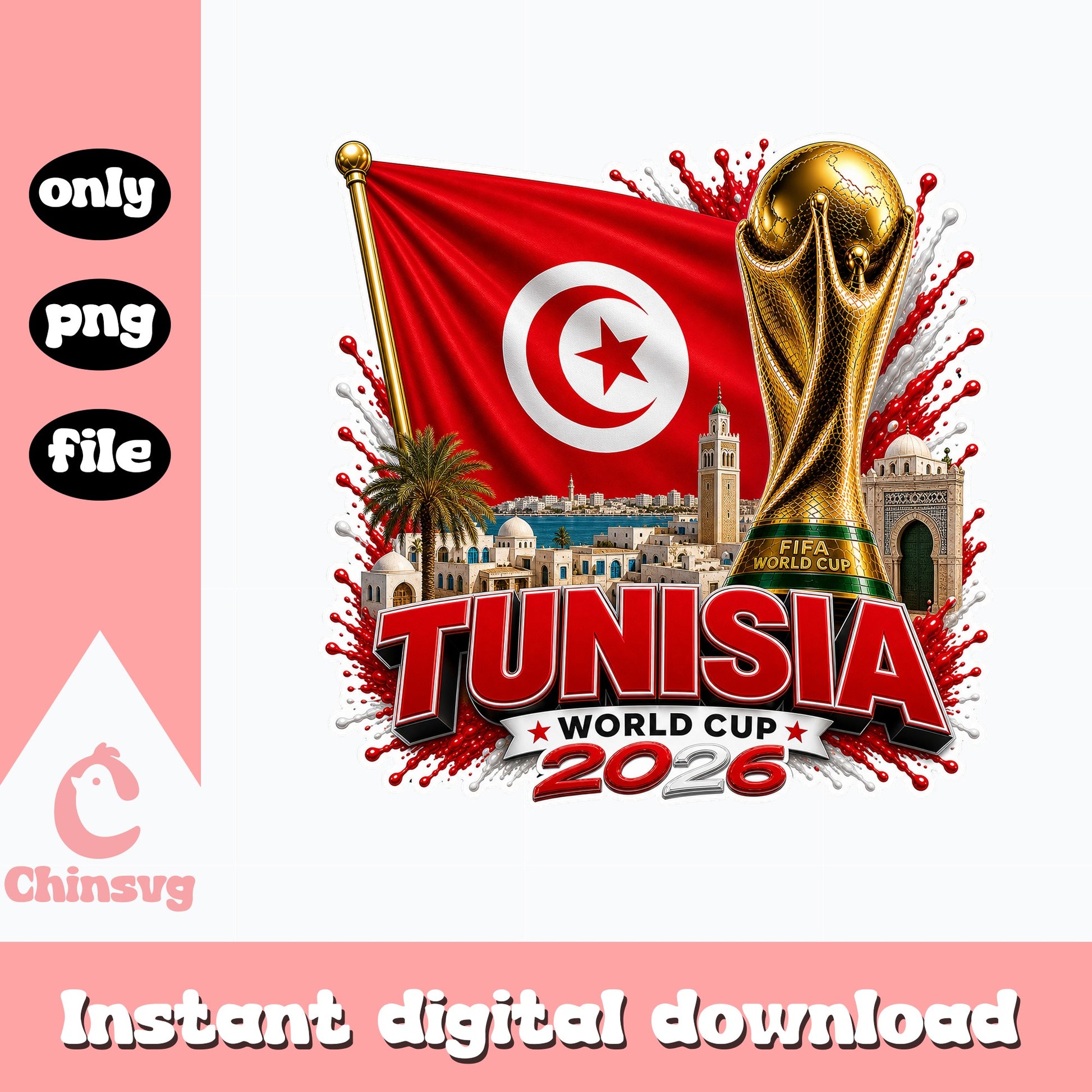 Tunisia World Cup 2026 PNG, Tunisia Flag Soccer PNG, FIFA PNG