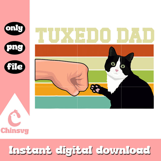 Tuxedo dad black cat design png, black cat png, dad png