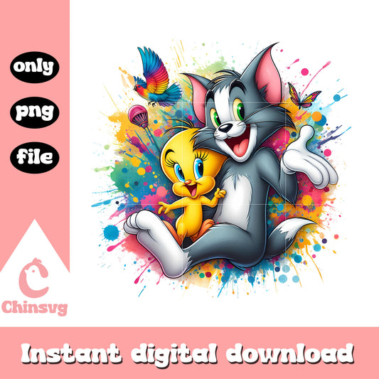 Tweety and tom character design png, looney tunes characters png