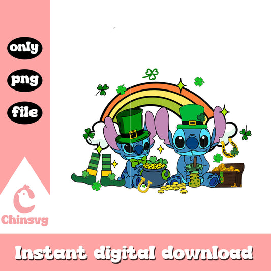 Two stitch patrick rainbow png, happy st patrick's day png