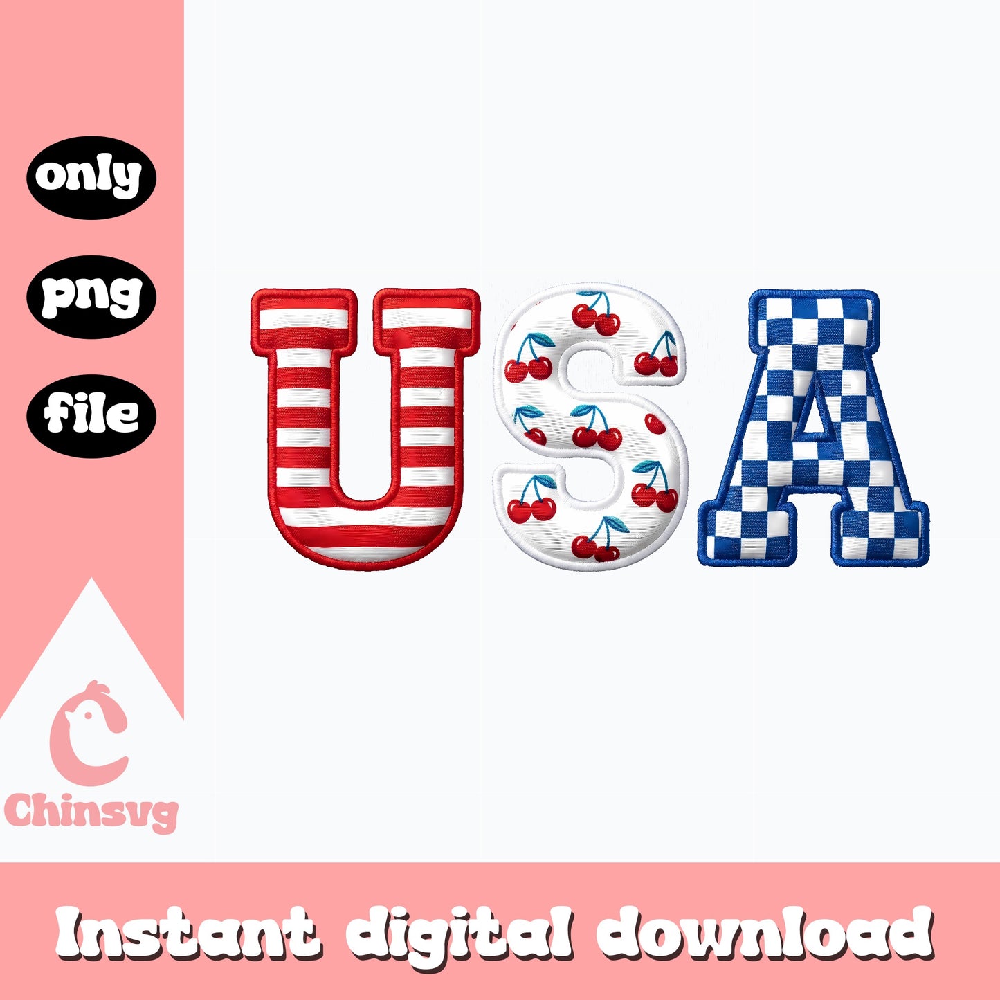 USA Patriotic Letter Bundle, 4th Of July Applique, PNG File