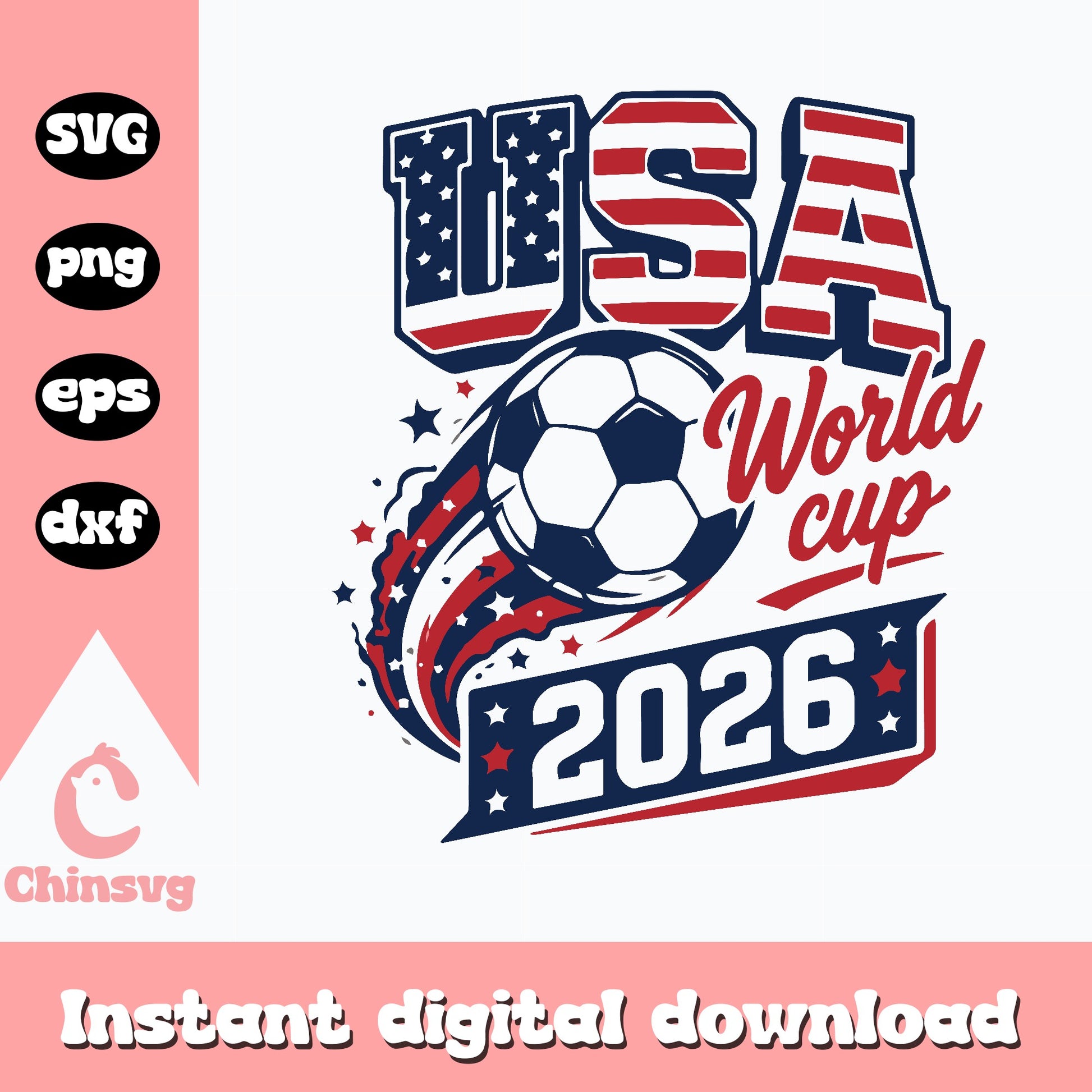 USA Soccer World Cup 2026 SVG, American Flag Football, PNG