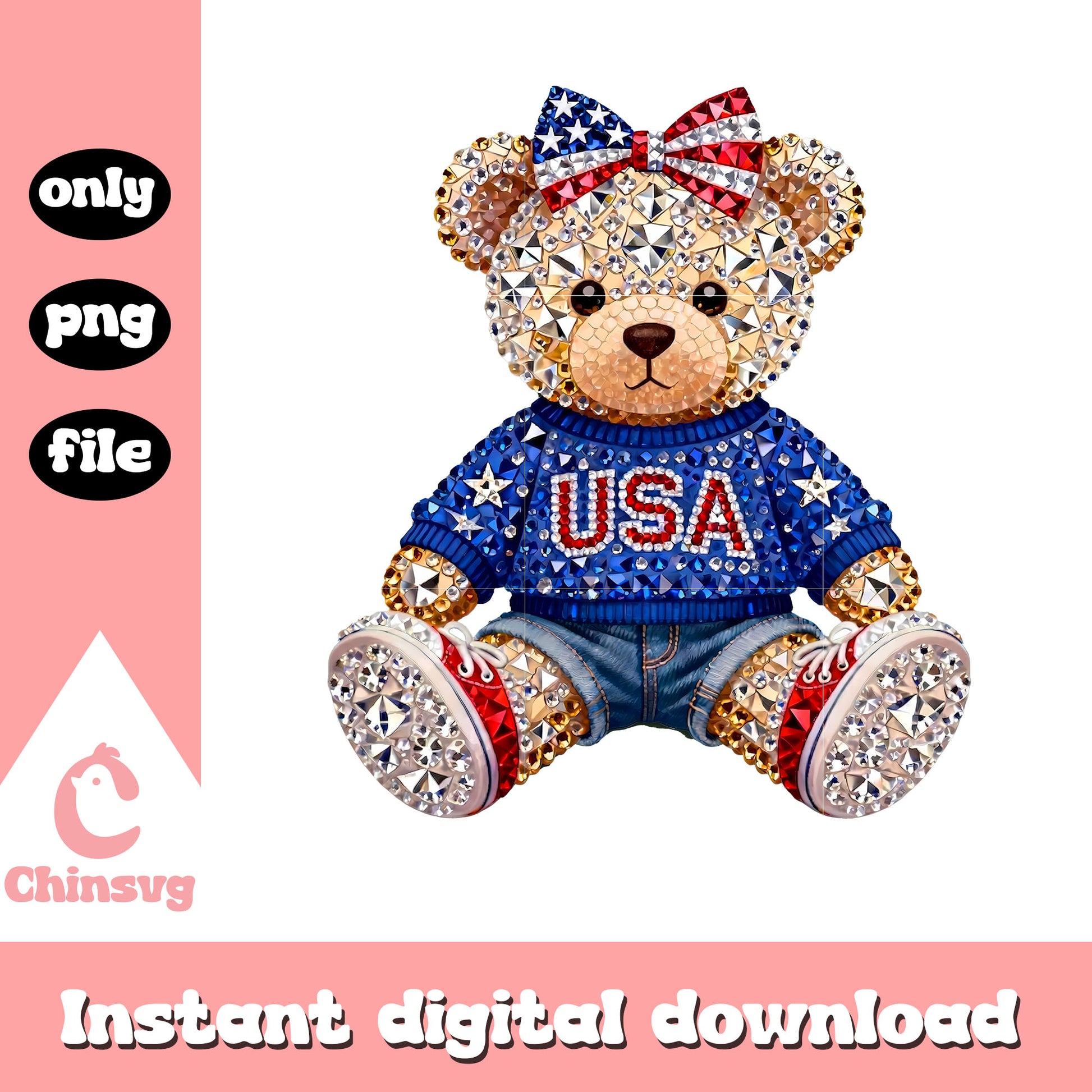 USA teddy bear design png