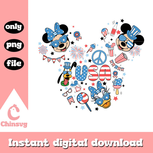 USA mickey mouse and friends png, mickey mouse ear usa png