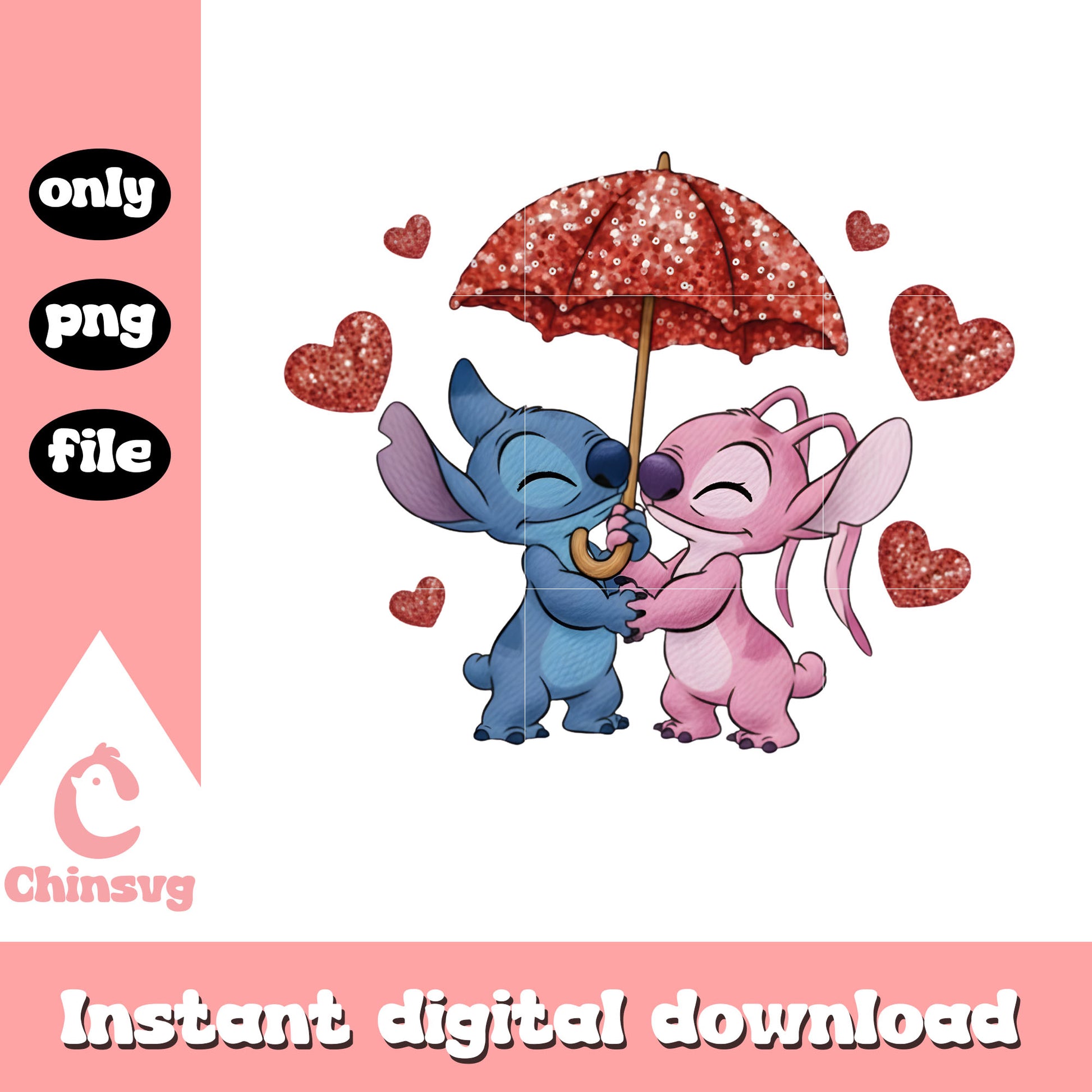 Umbrella glitter crochet stitch png, stitch valentines day​ png