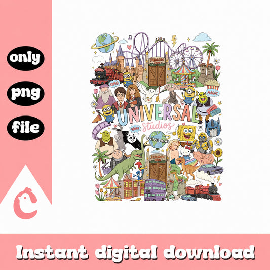 Universal Studios Theme Park PNG, Amusement Park Clipart, PNG File