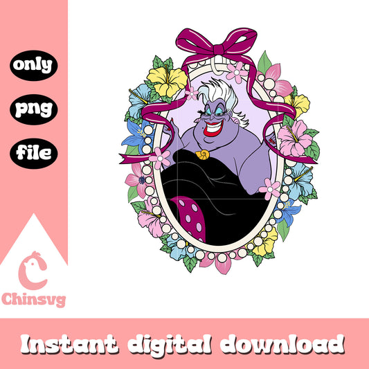 Ursula character mirror design png, little mermaid png, disney png