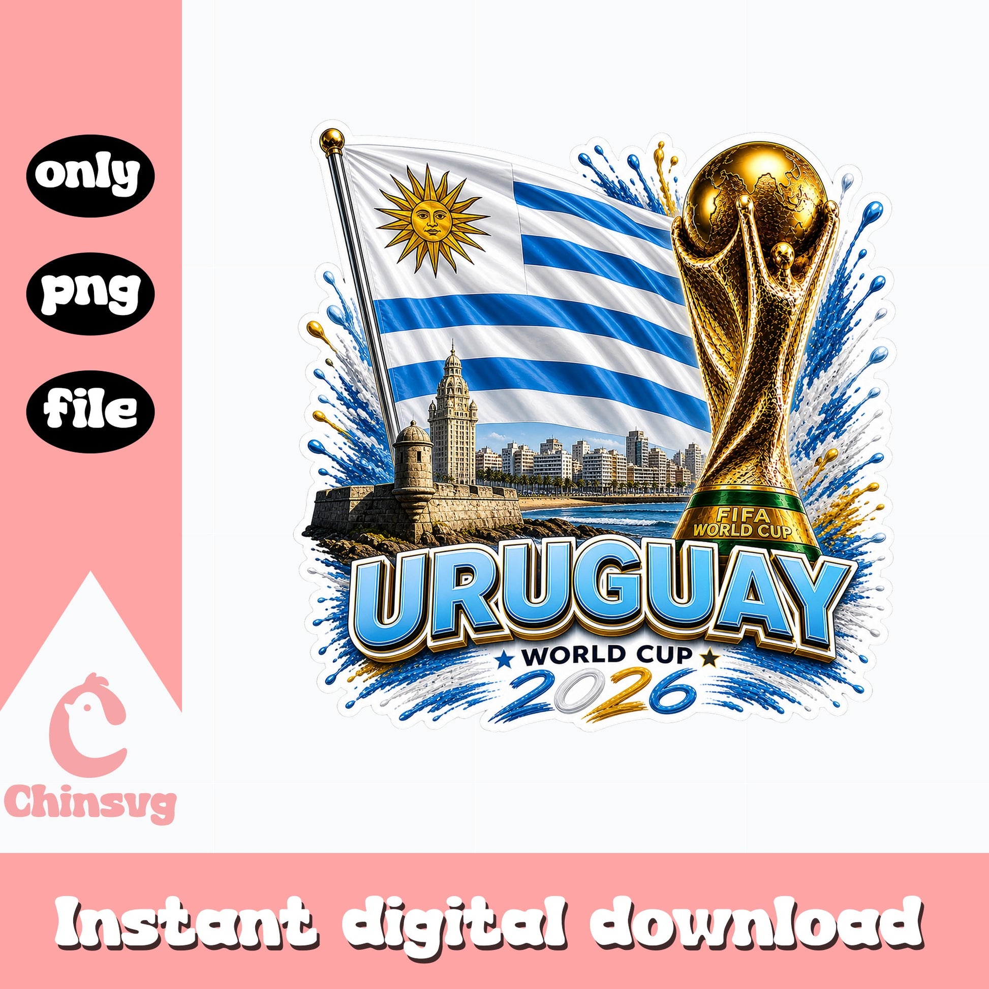 Uruguay World Cup 2026 PNG, FIFA Soccer Fan Shirt, Uruguay Flag PNG