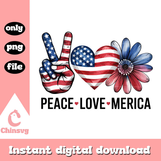 Usa 4th of july peace love merica png, happy the 4th of july png
