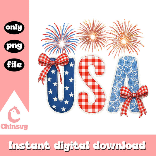 Usa bow firework design png, 4th of july freedom png