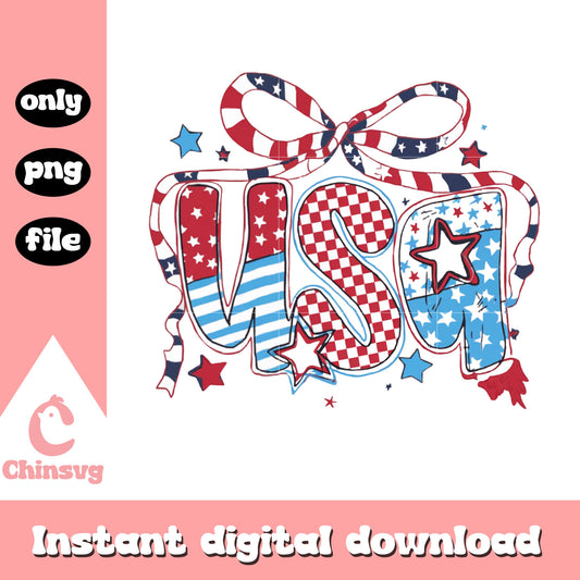 Usa coquette bow retro design png, 4th of july freedom png