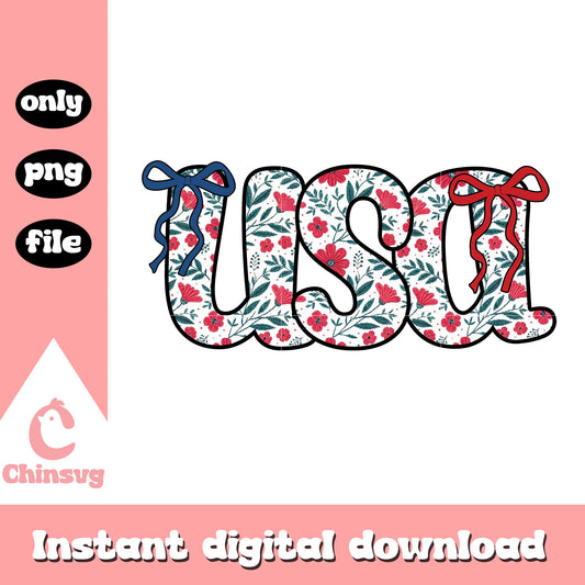 Usa coquette floral design png, happy th fourth of july png
