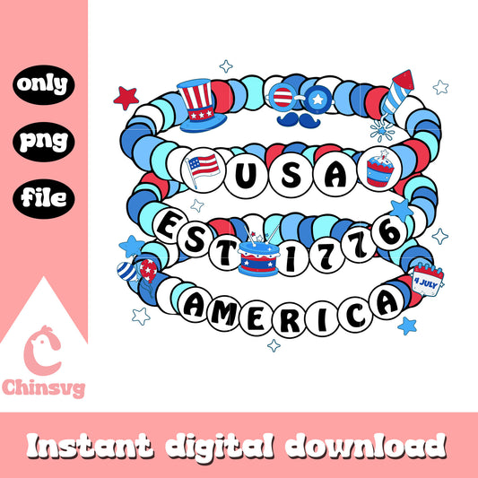 Usa est 1776 america friendship bracelet png, speidel usa bracelet​ png