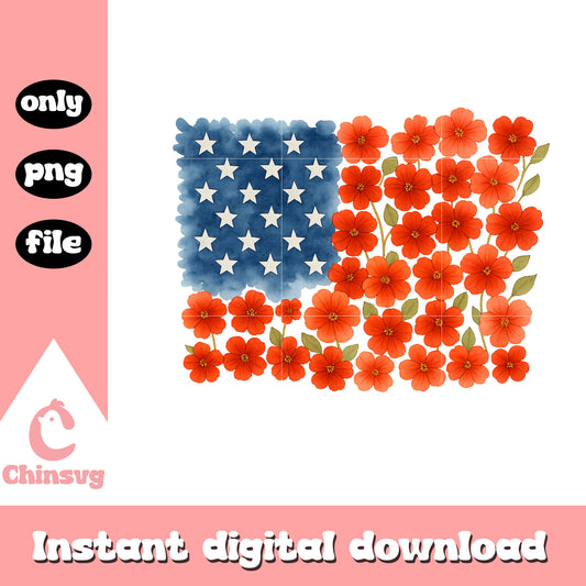 Usa flag flower design png, america flag​ png, flag usa​ png