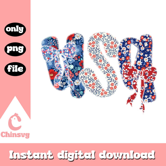 Usa floral design png, 4th of july png, freedom png