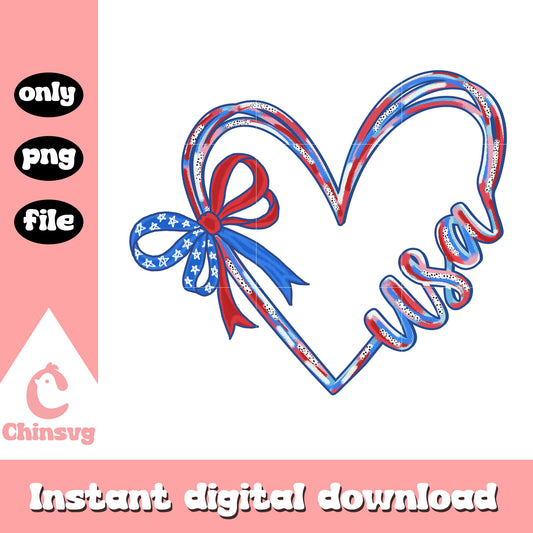 Usa heart bow coquette design png, independence day png