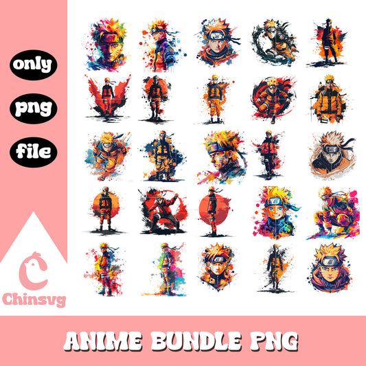 Uzumaki naruto watercolor design bundle png